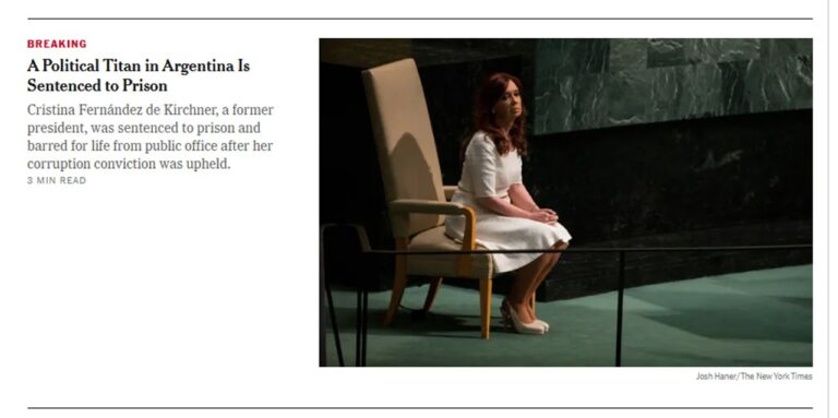 La condena a Cristina Kirchner, tapa de todos los medios del mundo