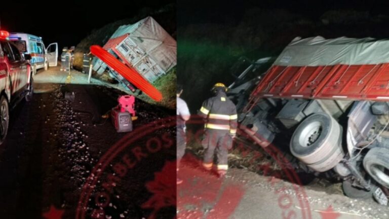Peligro en Altas Cumbres: un camión perdió el control y terminó a la vera de la ruta