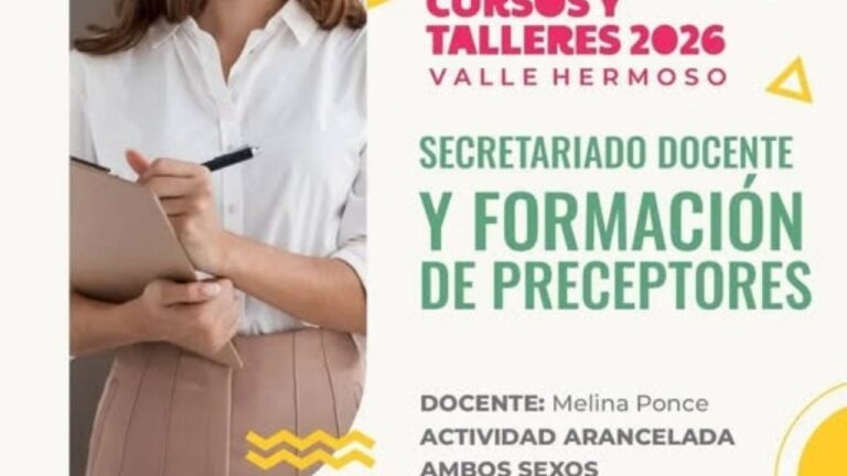 Valle Hermoso abre inscripciones para el Curso de Secretariado Docente